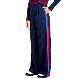 La Ligne Side Stripe Wide Leg Trousers Navy/Red 2X
